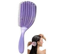 Cepillo de pelo para cabello afroamericano/africano texturizado profesional curvado ventilado cepillo húmedo seco rizado cepillo desenredante masaje peluquería peine (morado, grande)