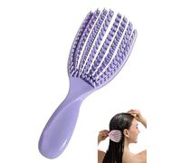 Cepillo de pelo para cabello afroamericano/africano texturizado profesional curvado ventilado cepillo húmedo seco rizado cepillo desenredante masaje peluquería peine (morado, pequeño)