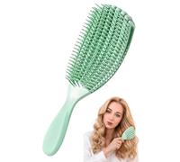 Cepillo de pelo para cabello afroamericano/africano texturizado profesional curvado ventilado cepillo húmedo seco rizado cepillo desenredante masaje peluquería peine (verde, grande)