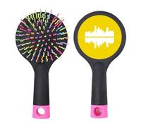 Cepillo de pelo para desenredar el cabello, diseño de símbolo cultural, reflexión, paisaje urbano, arquitectura, salón de belleza, base de cojín