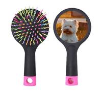 Cepillo de pelo para desenredar el pelo con base de cojín para perro blanco