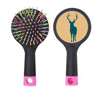 Cepillo de pelo para desenredar el pelo con diseño de animales de ciervo, color azul