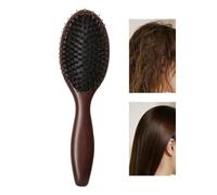 Cepillo de pelo para mujer con base acolchada de cerdas - Peine liso de | Mango ergonómico y diseño de masaje del cuero cabelludo - Peine de madera suave - Cepillo para el pelo para mujer