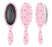 Cepillo de pelo para niñas, cepillos de pelo para mujeres y niñas, cepillo para desenredar para cabello rizado y grueso, peine sin dolor, lazo rosa