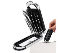 Cepillo de pelo pequeño, cepillo de viaje para mujer, cepillo plegable para desenredar el cabello, con espejo, tamaño de bolsillo, accesorios para mujeres y niñas, viaje en casa, gimnasio, monedero