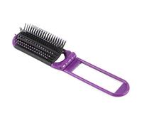 Cepillo de pelo plegable portátil con espejo, peine desenredante antiestático portátil para mujeres, masaje del cuero cabelludo, estilo sobre la marcha, morado