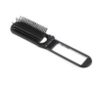 Cepillo de pelo plegable portátil con espejo, peine desenredante antiestático portátil para mujeres, masaje del cuero cabelludo, estilo sobre la marcha, color negro