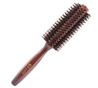 Cepillo de pelo redondo de madera con cerdas de jabalí natural, cepillo de pelo antiestático para peinar, secar, rizar, añadir volumen de cabello y brillo