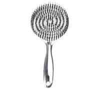 Cepillo de pelo redondo galvanizado ergonómico que aumenta el volumen, minimiza la exposición al calor, dientes anchos, cerdas de masaje, práctico cepillo de pelo galvanizado para viajes