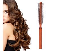 Cepillo de Pelo Redondo para Secar con Secador con Suaves Cerdas de Nailon, Rizador en Caliente Cepillo de Pelo Redondo con Mango de Madera Natural, Unisex para Uso Doméstico con Secador