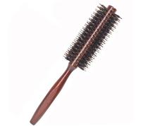 Cepillo de pelo redondo pequeño Cepillo redondo de cerdas de jabalí natural para cabello fino o corto 8.66x1.73 Cerdas de jabalí Peine de rodillo de cuidado eficaz y portátil para hombres y mujeres