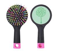 Cepillo de pelo redondo verde con base de cojín para desenredar el pelo