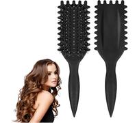 Cepillo de pelo rizado, cepillo de rizos rebotante,cepillo de peinado definitivo, cepillo de peinado para cabello rizado de hombres y mujeres para fijar y modelar los rizos (negro)