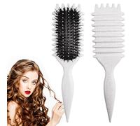 Cepillo de pelo rizado, cepillo para definir rizos, cepillo de pelo de cerdas de jabalí 2024 para peinar y moldear, reduce la separación de rizos para rizos definidos (blanquecino)