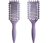 Cepillo de pelo rizado hueco con diseño de ventilación para resistente al calor, secado rápido, antiestático, peine de paja natural para cabello ondulado o rizado, ecológico (violeta oscuro)