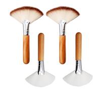 Cepillo de resaltador 4pcs, cepillo de ventilador suave de 4.5 pulgadas con manija de madera, herramienta portátil Makup para mezclar la cara que resalta el pulido de sombras de ojos.