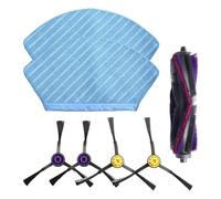 Cepillo de rodillo principal de repuesto y cepillos laterales para robot aspirador Fakir Robert R-S 770 con 2 paños reutilizables para fregona, juego de piezas compatibles