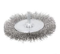 Cepillo de rueda de alambre para taladro de acero al carbono de 4 pulgadas para eliminación de pintura de óxido, pulido de metal, desbarbado, limpieza de superficies de madera, vástago de 100 mm de