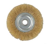 Cepillo de rueda de pulido de alambre de cobre puro con alambre plano suave prensado para amoladora, diseñado para limpieza y desbarbado de metal, tamaños de 100 a 250 mm (125 mm x 16 mm)