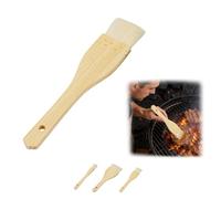 Cepillo de salsa para barbacoa con cerdas de lana natural, mango de madera, para cocinar, hornear, asar, barbacoa al aire libre y uso en la cocina, incluso esparcir aceite, fácil almacenamiento (1