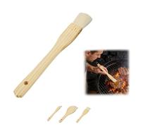 Cepillo de salsa para barbacoa con cerdas de lana natural, mango de madera, para cocinar, hornear, asar, barbacoa al aire libre y uso en la cocina, incluso esparcir aceite, fácil almacenamiento (1