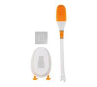 Cepillo de silicona antiarañazos para inodoro con alcance completo y soporte diseñado para una alineación vertical consistente o suspensión vertical (blanco)