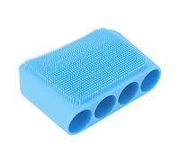 Cepillo de silicona para fregar, cepillo de masaje flexible para mascotas para eliminar la suciedad (azul)