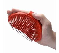 Cepillo de Silicona para Mascotas Perros de Pelo Largo Perros y Gatos - Seguro y cómodo para desenredar Pelo de Mascotas - Púas de Acero Inoxidable - Cabeza Redondeada antirrasguños (Rojo)