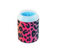 Cepillo de silicona suave reutilizable con estampado de leopardo degradado, suministros de aseo adecuado para perros pequeños, medianos y grandes, kit de limpieza para perros