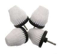 Cepillo de taladro cónico de 2.5 pulgadas con vástago hexagonal de 1/4 pulgadas para limpiar bañera, ducha, azulejos de suelo, lechada y alfombra. Cerdas de nailon que no rayan las superficies (blanco