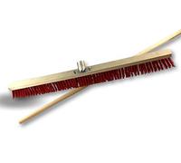 Cepillo de Taller Tipo barrendero | Uso Exterior | Longitud 100 cm | Cerdas de PVC Rojo | Base de Madera | Soporte de Metal atornillado Ø 28 mm | con Mango | Kibros 2390BM