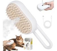 Cepillo de vapor 3 en 1 para gatos, cepillo de vapor multifuncional mejorado, cepillo de vapor para gatos autolimpiante para masaje, cepillo de vapor para mascotas para eliminar el cabello enredado y