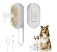 Cepillo de vapor 4 en 1 para gatos, cepillo de vapor recargable para mascotas con mango giratorio para masaje, autolimpieza y depilación de mascotas para pelo largo y corto de gatos y perros (beige)