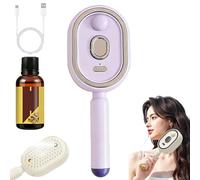 Cepillo de vapor eléctrico, peine de vapor eléctrico 3 en 1 para mujeres, alisador de pelo de vapor recargable con spray, peine de masaje desenredante anti encrespamiento (Purple)