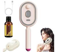 Cepillo de vapor eléctrico, peine de vapor eléctrico 3 en 1 para mujeres, alisador de pelo de vapor recargable con spray, peine de masaje desenredante anti encrespamiento (Rose)