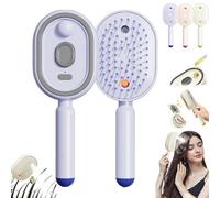 Cepillo de vapor eléctrico, peine desenredante antiestático 3 en 1 y masaje con cojín de aire, alisador de pelo recargable con aerosol, cepillo de pelo en aerosol para cabello seco, encrespado y