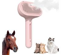 Cepillo de vapor para caballos, cepillos de aseo para mascotas, limpiador de cabello humeante con botón de liberación, cabezal de cerdas de silicona Cepillo de vapor para mascotas giratorio (ross)