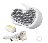 Cepillo de vapor para gatos, 3 en 1 para gatos, con rociador, peine de despelo con tanque de agua, recargable por USB para pelo largo y corto, gatos, perros, conejos, masaje, limpieza