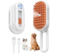 Cepillo de vapor para gatos para desprendimiento, cepillo de vapor recargable 4 en 1 para gatos y perros, antiestático, masaje, limpieza, desprendimiento y peinado, todo en uno