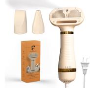 Cepillo de vapor para mascotas, secador de aseo para perros y gatos, herramienta de aseo 3 en 1 con vapor suave, motor de 600 W de bajo ruido, desenredado, secado y esponja de pelo para todo tipo de