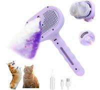 Cepillo de vapor para perro, cepillo de vapor Universe 4 en 1 con spray y desinfección UV, elimina sin esfuerzo el pelo suelto y la suciedad mientras masajea a tu mascota (morado)