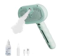 Cepillo de vapor para perros 2025, cepillo de perro Universe 4 en 1 con spray y desinfección UV, elimina sin esfuerzo el pelo suelto y la suciedad mientras masajeas a tu mascota (verde + solución sin