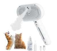 Cepillo de vapor para perros 2025, cepillo de perro Universe 4 en 1 con spray y desinfección UV, elimina sin esfuerzo el pelo suelto y la suciedad mientras masajeas a tu mascota (blanco + solución sin