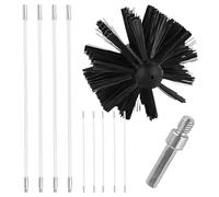 Cepillo de ventilación para secadora, cepillo de chimenea y conjunto de varillas, limpiador de ventilación de secadora, deshollinador, kit de limpieza de estufa de leña, varillas de limpieza de