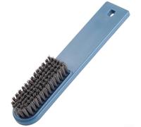 Cepillo de zapatos de cerdas suaves de mango largo para limpiar zapatos, ropa y paredes - Depurador ligero de plástico ABS con agujero para colgar, blanco (azul)