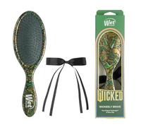 Cepillo desenredante original Wet Brush. Desenreda suavemente y reduce la rotura. Para cabello húmedo, seco y de todo tipo. Estampado con temática de Elphaba y clip de lazo. Wicked Elphaba.