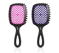 Cepillo desenredante - Paquete de 2 cepillos ventilados para cabello húmedo/seco - Cepillo desenredante fácil y sin dolor que reduce nudos y roturas - para cabello rizado, liso, grueso o fino