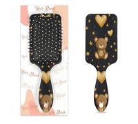 Cepillo desenredante para cabello húmedo y seco, diseño de oso dorado y corazones de amor, estrellas de amor, peines con cojín de aire para mujeres, hombres, niños y niñas, cepillo de masaje para