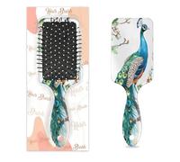 Cepillo desenredante para cabello húmedo y seco, hermoso pavo real retro pájaro azul elegante peines con cojín de aire para mujeres, hombres, niños y niñas, cepillo de masaje para cabello rizado o