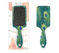 Cepillo desenredante para cabello húmedo y seco, peines de cojín de aire con plumas de pavo real para mujeres, hombres, niños y niñas, cepillo de masaje para cabello rizado o liso
